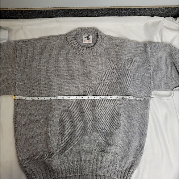 VINTAGE 80s Australian gray‎ wool kangaroo knit drop shoulder sweater M - Picture 9 of 11